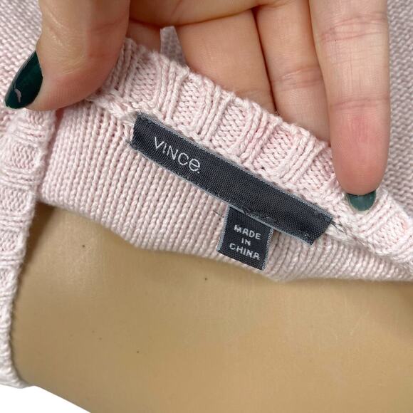 VINCE Pink Gray Ombre Space Dye Degrade Stripe Cotton Cashmere Sweater SZ L - Picture 5 of 6